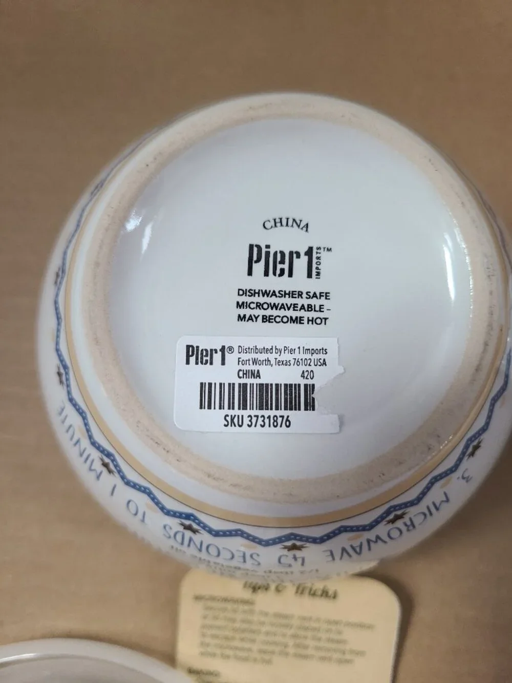 Pier 1 Mug Cake Cup Hot Chocolate Mug Large with Steamer Lid